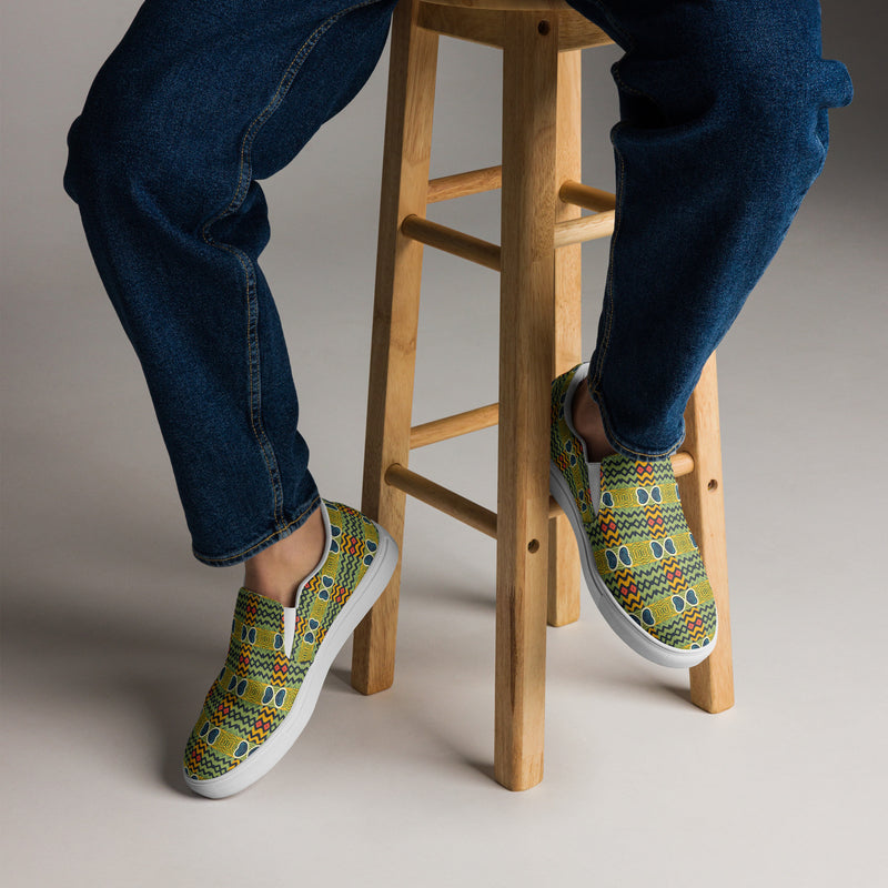Yellow Green Plaid Slip-On #12 - Opposite Side | HA!LO Canvas Sneakers