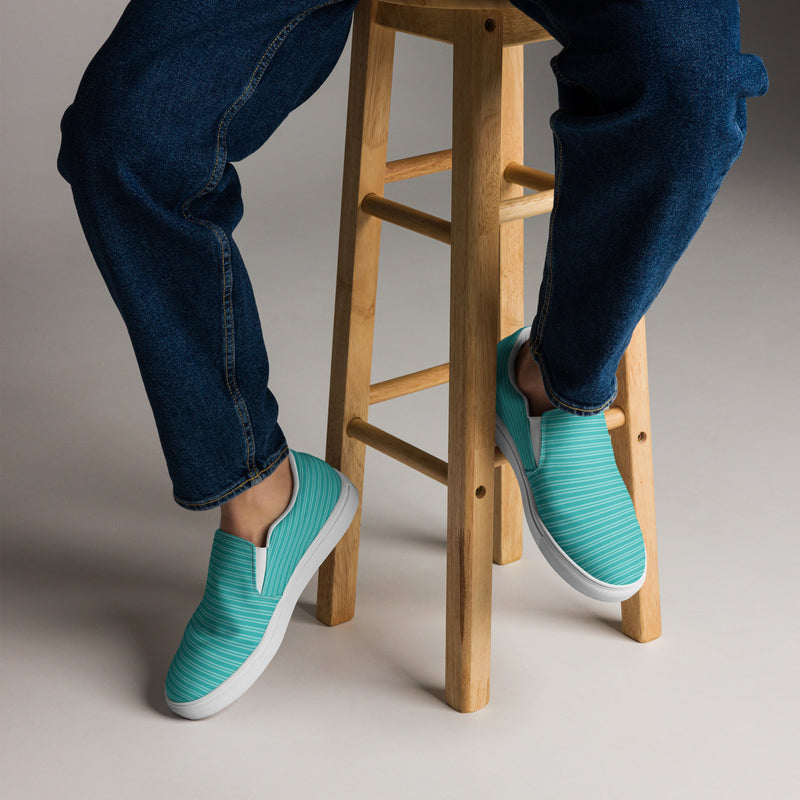 Turquoise Solid Slip-On #76 - Opposite Side | HA!LO Canvas Sneakers