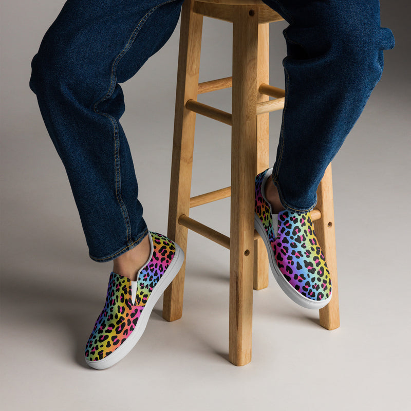 Rainbow Leopard Slip-On #80 - Opposite Side | HA!LO Canvas Sneakers