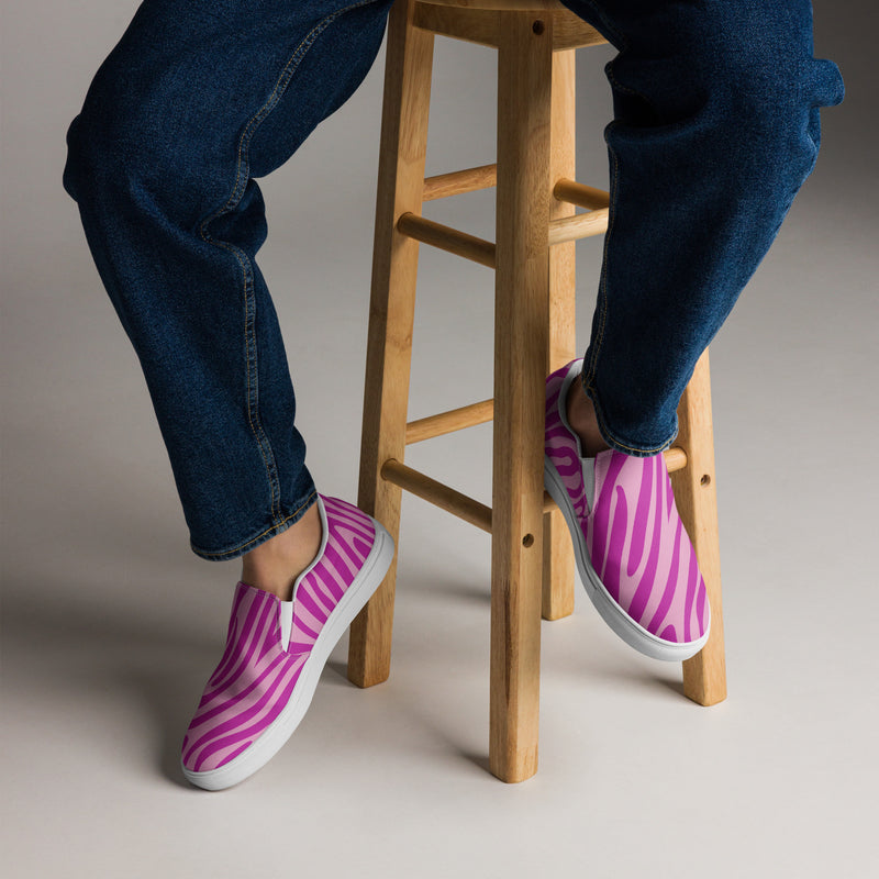 Hot Pink Zebra Slip-On #84 - Opposite Side | HA!LO Canvas Sneakers