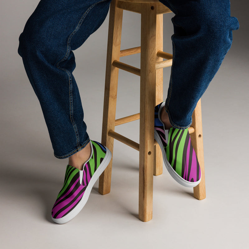 Green Zebra Slip-On #85 - Opposite Side | HA!LO Canvas Sneakers