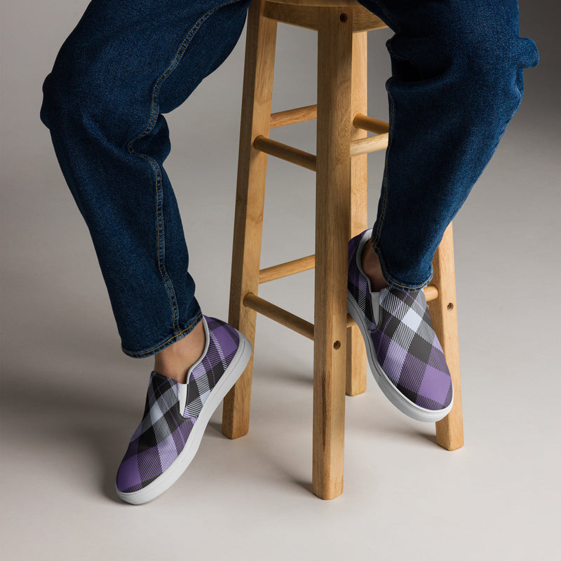Purple Buffalo Check Slip-On #89 - Opposite Side | HA!LO Canvas Sneakers