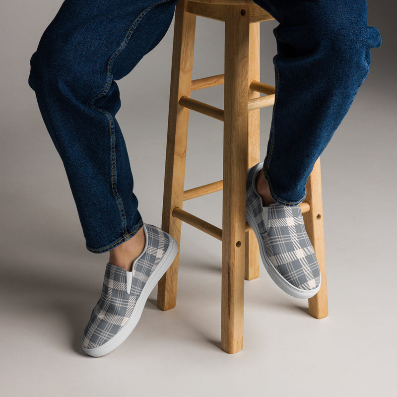 Charcoal Plaid Slip-On #91 - Opposite Side | HA!LO Canvas Sneakers