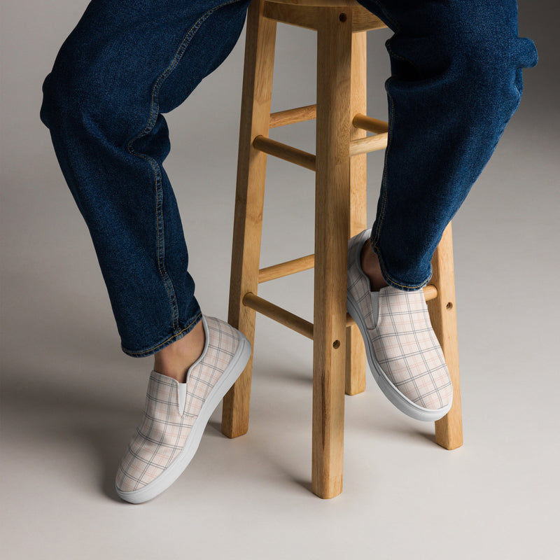Cream Plaid Slip-On #94 - Opposite Side | HA!LO Canvas Sneakers