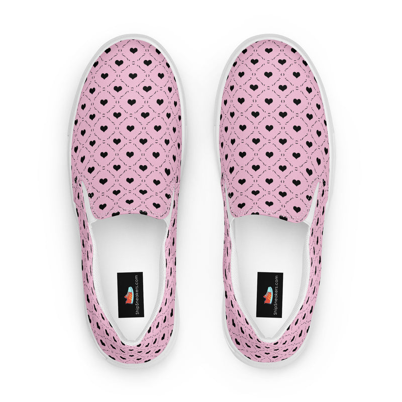 Pink Heart Polka Slip-On #64 - Sole Detail | HA!LO Canvas Sneakers