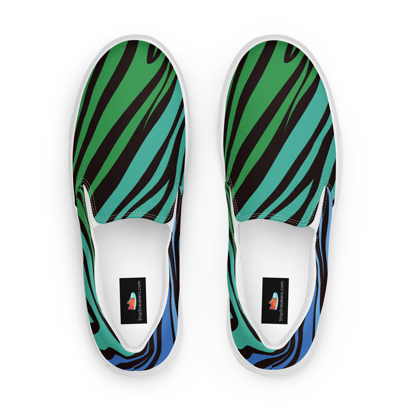 Blue Zebra Slip-On #82 - Sole Detail | HA!LO Canvas Sneakers