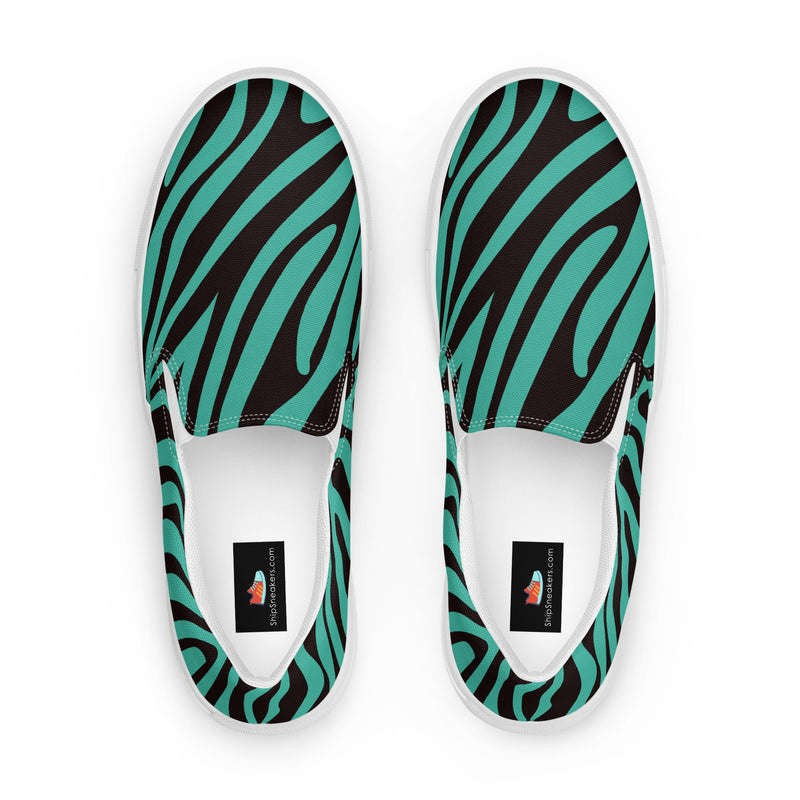 Teal Zebra Slip-On #83 - Sole Detail | HA!LO Canvas Sneakers