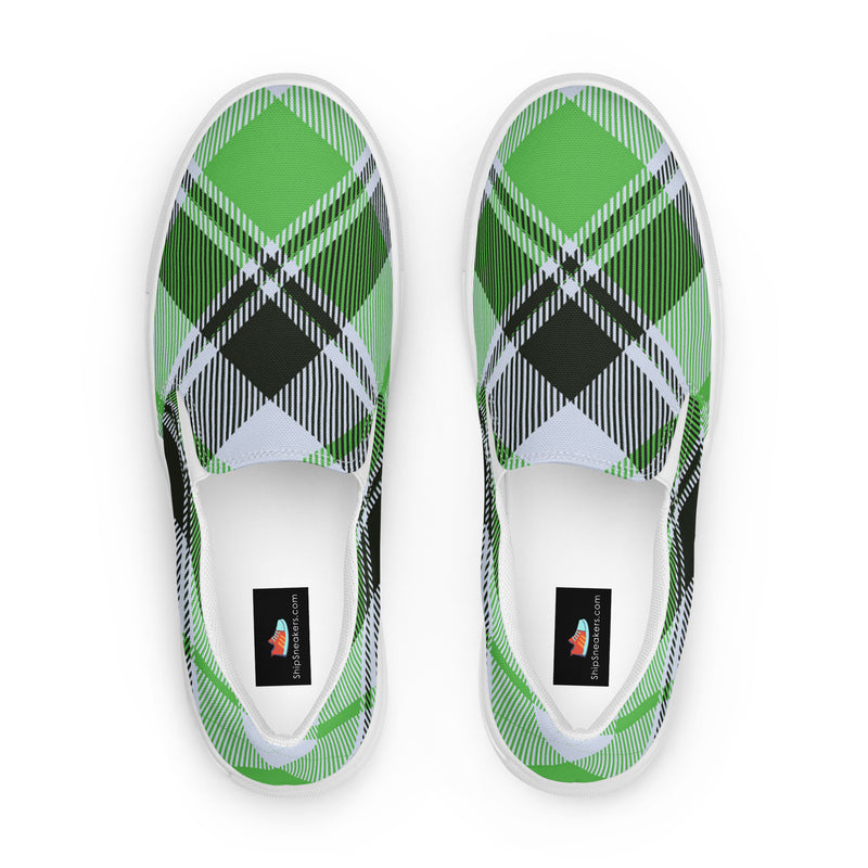 Green Plaid Slip-On #87 - Sole Detail | HA!LO Canvas Sneakers