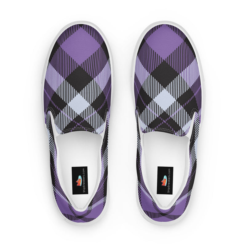 Purple Buffalo Check Slip-On #89 - Sole Detail | HA!LO Canvas Sneakers