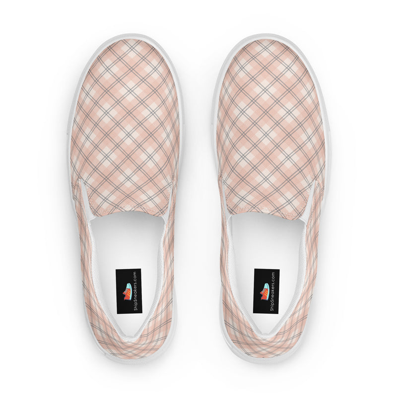 Blush Plaid Slip-On #90 - Sole Detail | HA!LO Canvas Sneakers