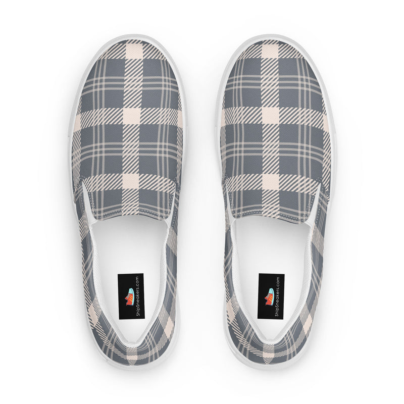 Charcoal Plaid Slip-On #91 - Sole Detail | HA!LO Canvas Sneakers