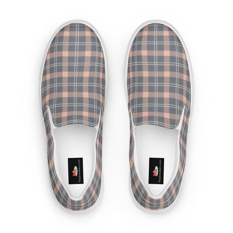Gray Rose Plaid Slip-On #93 - Sole Detail | HA!LO Canvas Sneakers