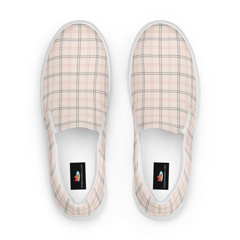 Cream Plaid Slip-On #94 - Sole Detail | HA!LO Canvas Sneakers