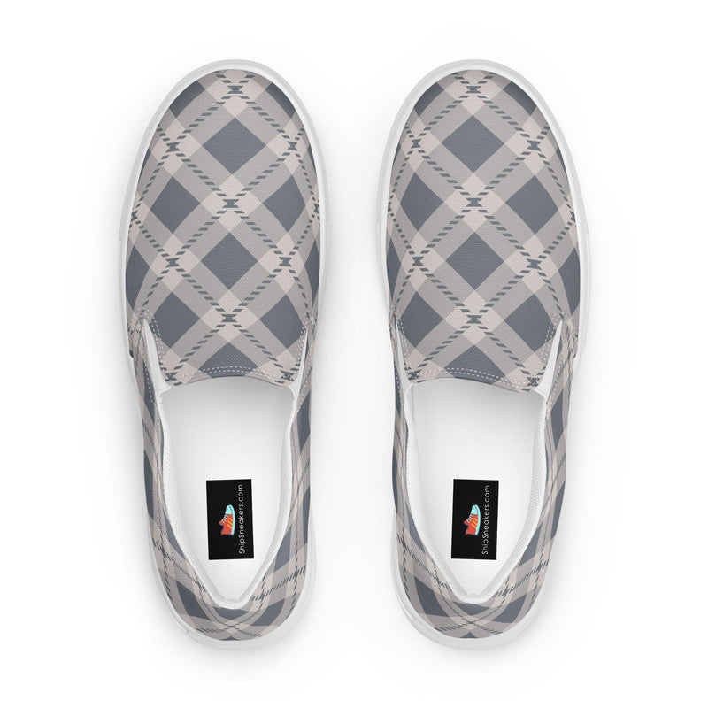 Gray Plaid Slip-On #98 - Sole Detail | HA!LO Canvas Sneakers
