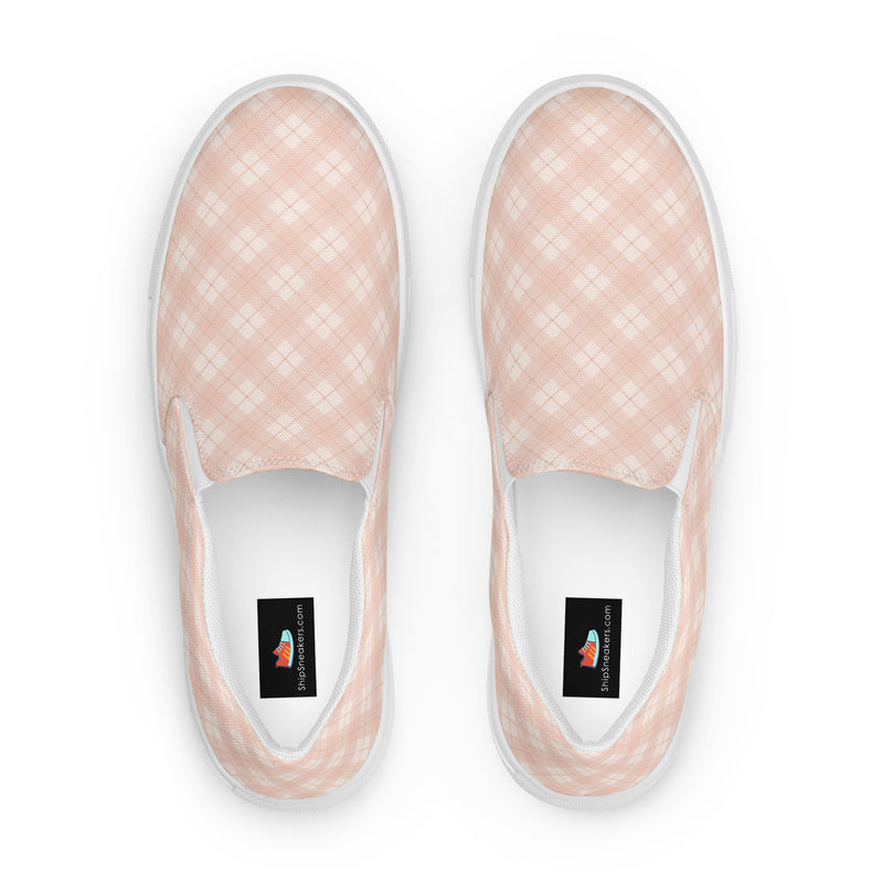 Peach Plaid Slip-On #99 - Sole Detail | HA!LO Canvas Sneakers