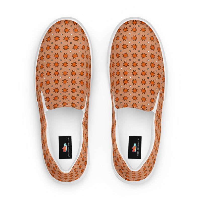 Orange Polka Dot Slip-On #106 - Front View | HA!LO Canvas Sneakers