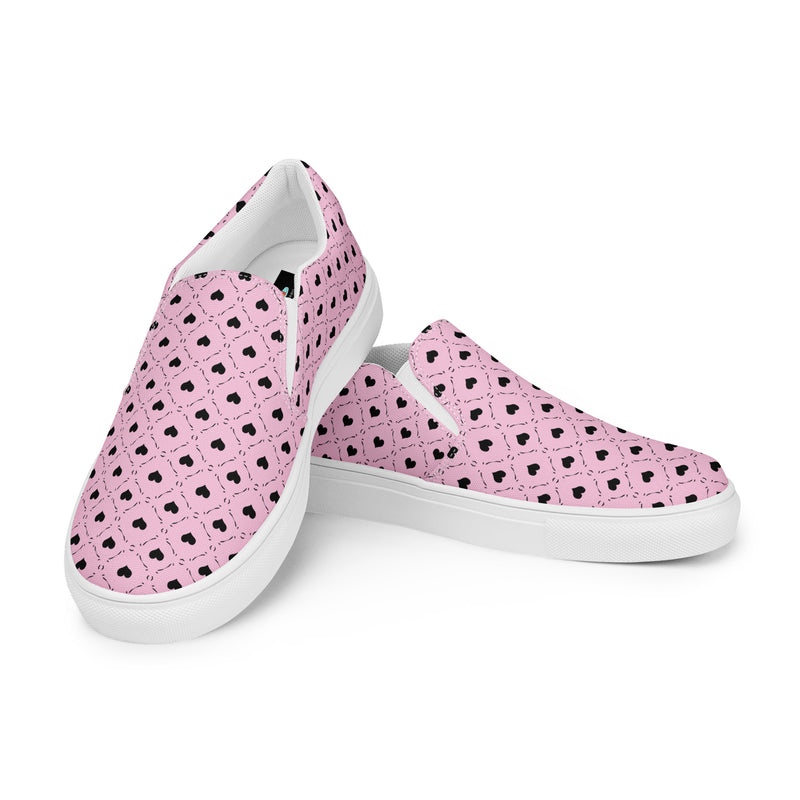 Pink Heart Polka Slip-On #64 - Top Down View | HA!LO Canvas Sneakers