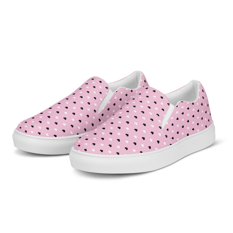 Pink Dot Small Slip-On #68 - Back View | HA!LO Canvas Sneakers