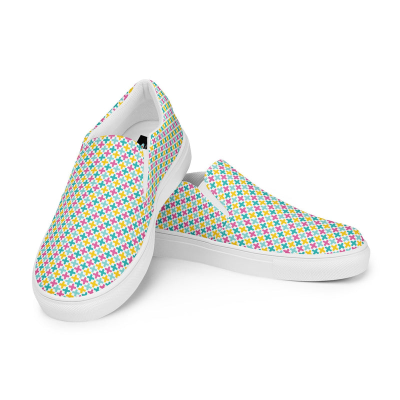 Green Pinstripe Slip-On #69 - Top Down View | HA!LO Canvas Sneakers