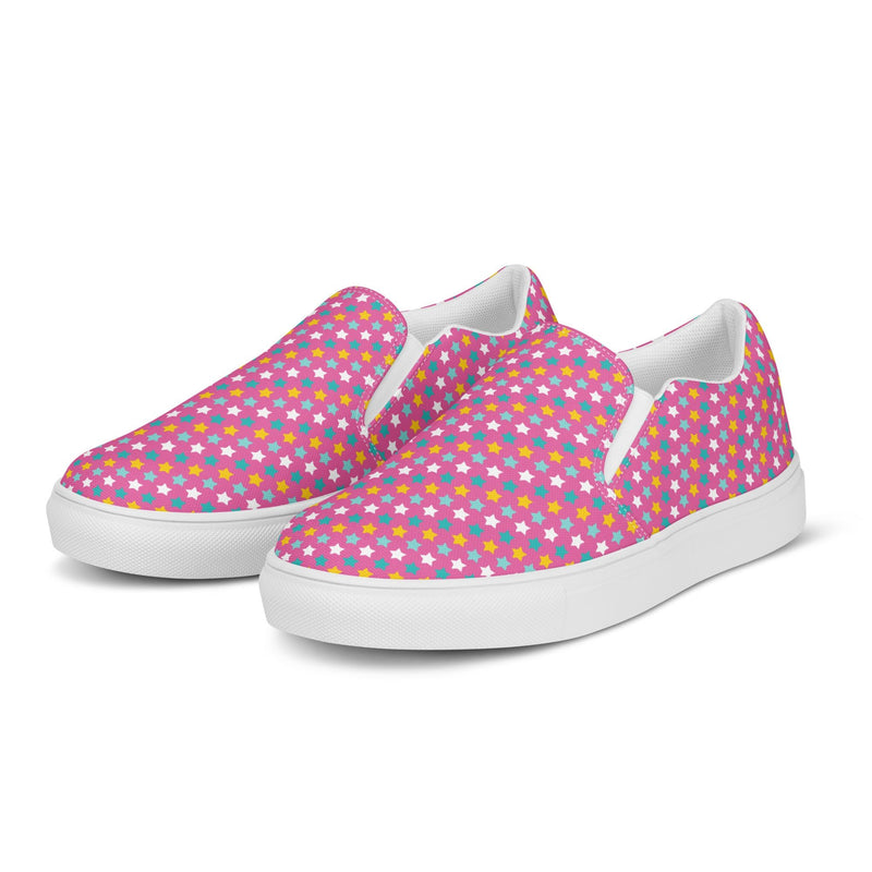 Pink Polka Dot Slip-On #73 - Back View | HA!LO Canvas Sneakers