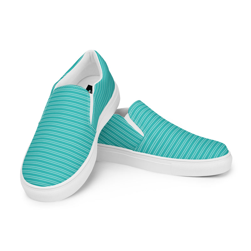 Turquoise Solid Slip-On #76 - Top Down View | HA!LO Canvas Sneakers