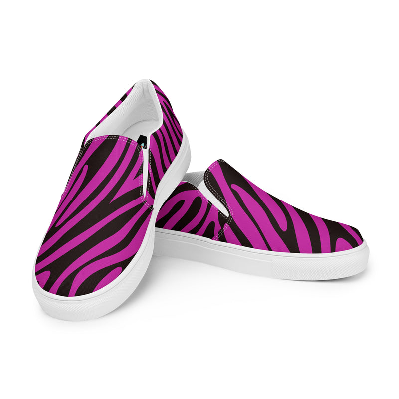 Pink Zebra Slip-On #86 - Top Down View | HA!LO Canvas Sneakers
