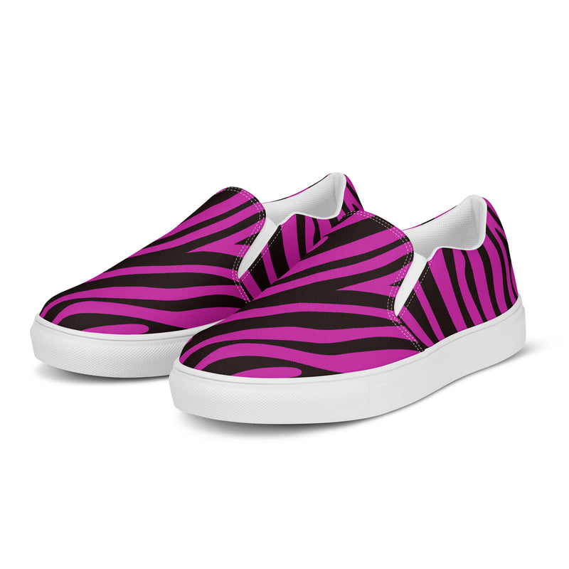 Pink Zebra Slip-On #86 - Back View | HA!LO Canvas Sneakers