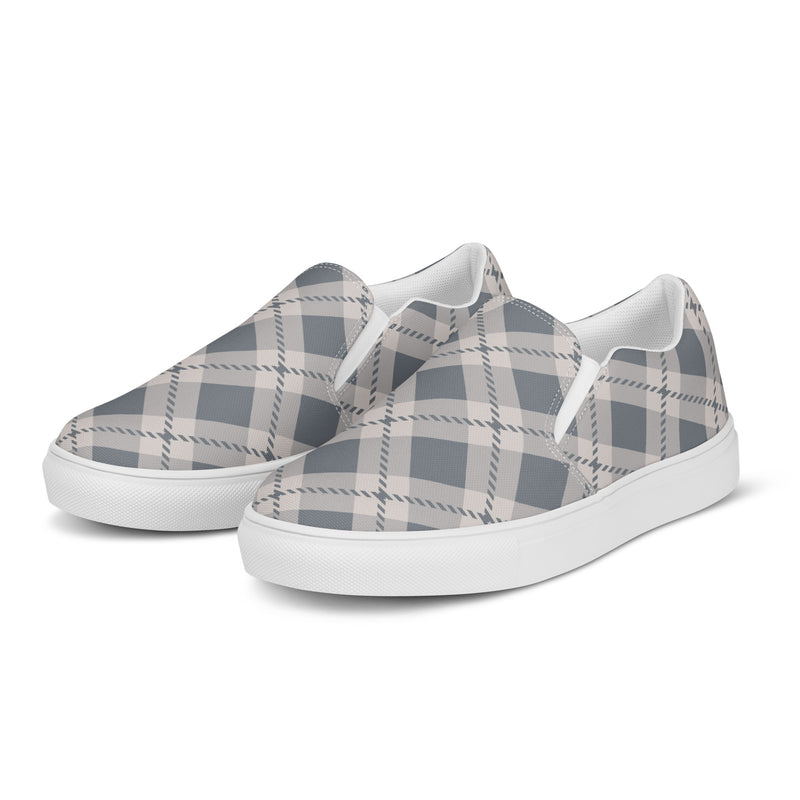 Gray Plaid Slip-On #98 - Back View | HA!LO Canvas Sneakers
