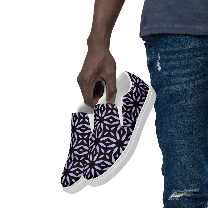 Navy Floral Burst Slip-On #103 - Opposite Side | HA!LO Canvas Sneakers