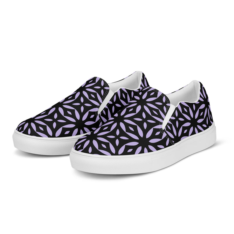Navy Floral Burst Slip-On #103 - Top Down View | HA!LO Canvas Sneakers