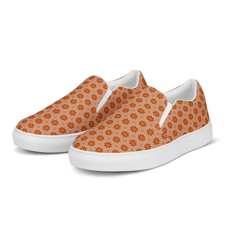 Orange Polka Dot Slip-On #106 - Top Down View | HA!LO Canvas Sneakers