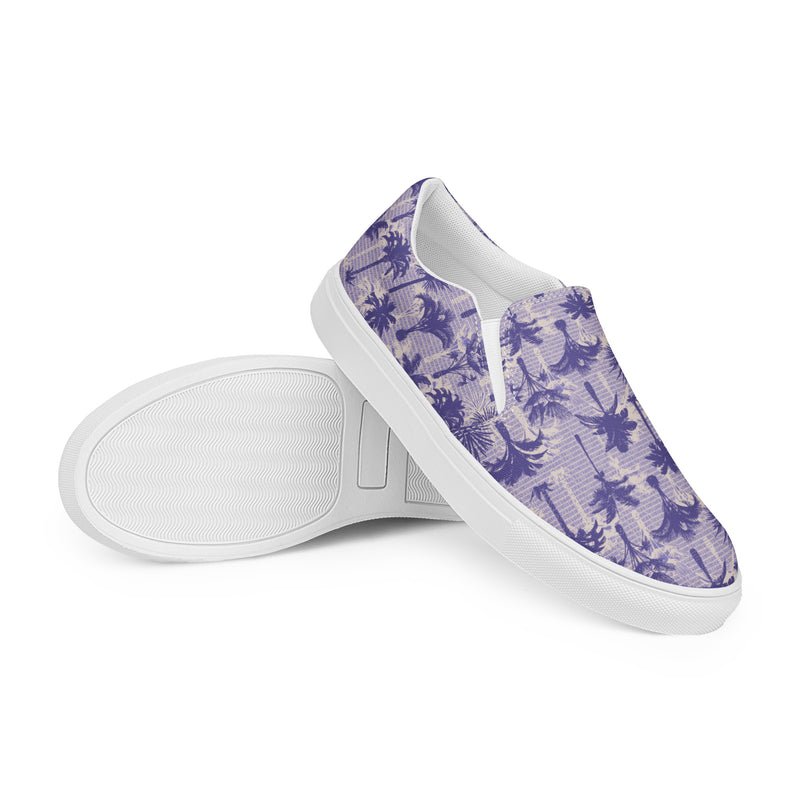 Lavender Butterfly Slip-On #62 - Front View | HA!LO Canvas Sneakers