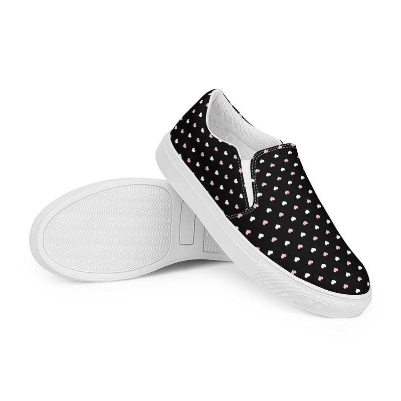 Black Star Dot Slip-On #66 - Front View | HA!LO Canvas Sneakers