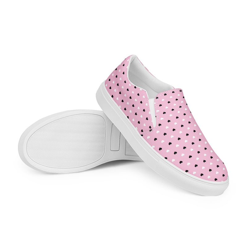 Pink Dot Small Slip-On #68 - Front View | HA!LO Canvas Sneakers