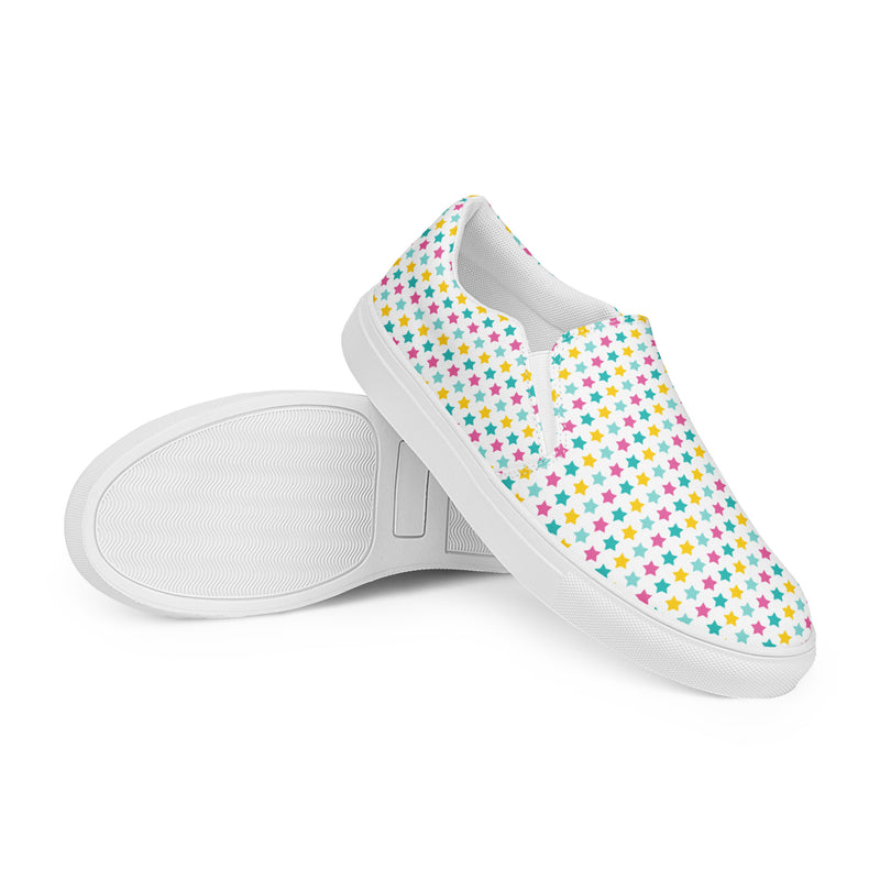 Pastel Confetti Dot Slip-On #71 - Front View | HA!LO Canvas Sneakers