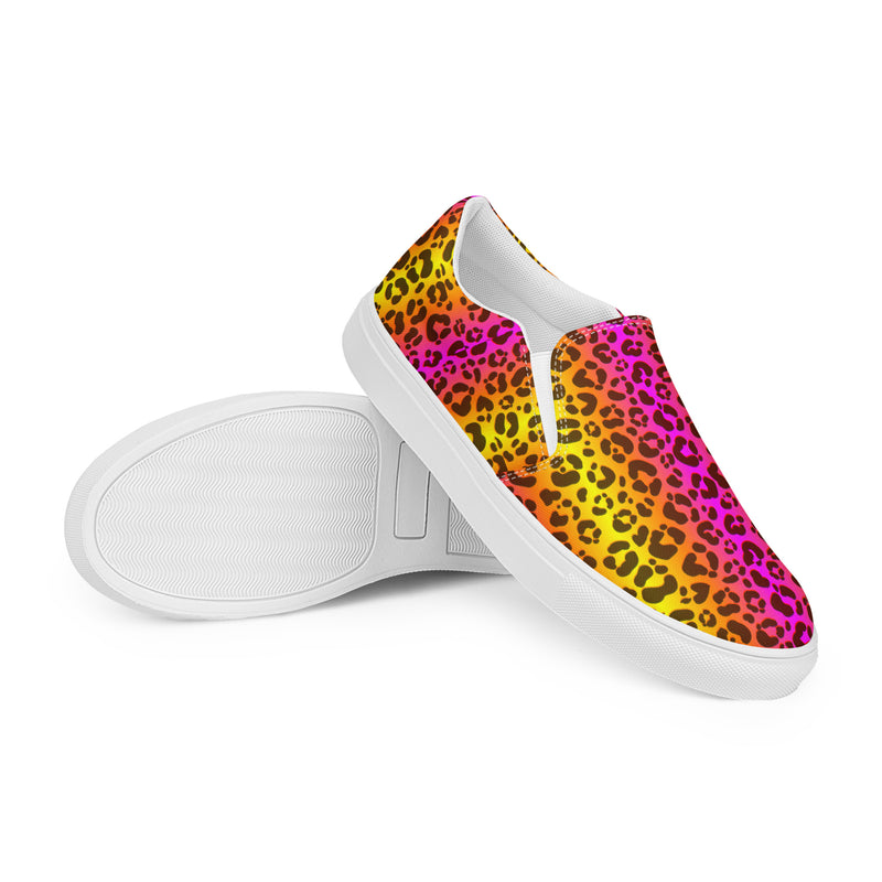 Neon Leopard Slip-On #78 - Front View | HA!LO Canvas Sneakers
