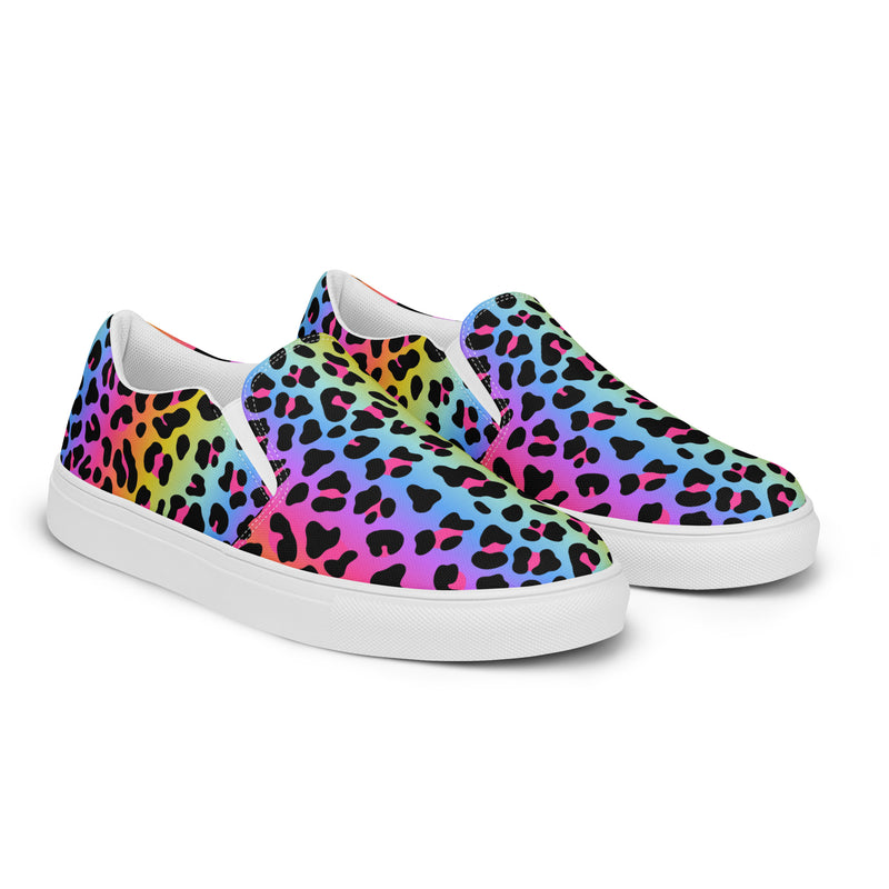 Rainbow Leopard Slip-On #80 - Canvas High Top Sneakers | HA!LO