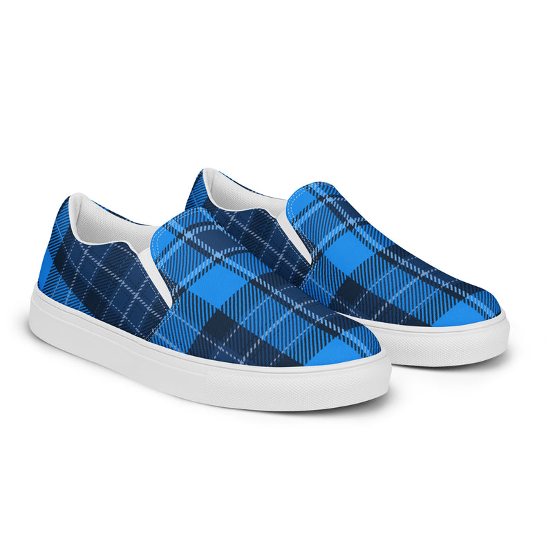 Royal Blue Plaid Slip-On #88 - Canvas High Top Sneakers | HA!LO