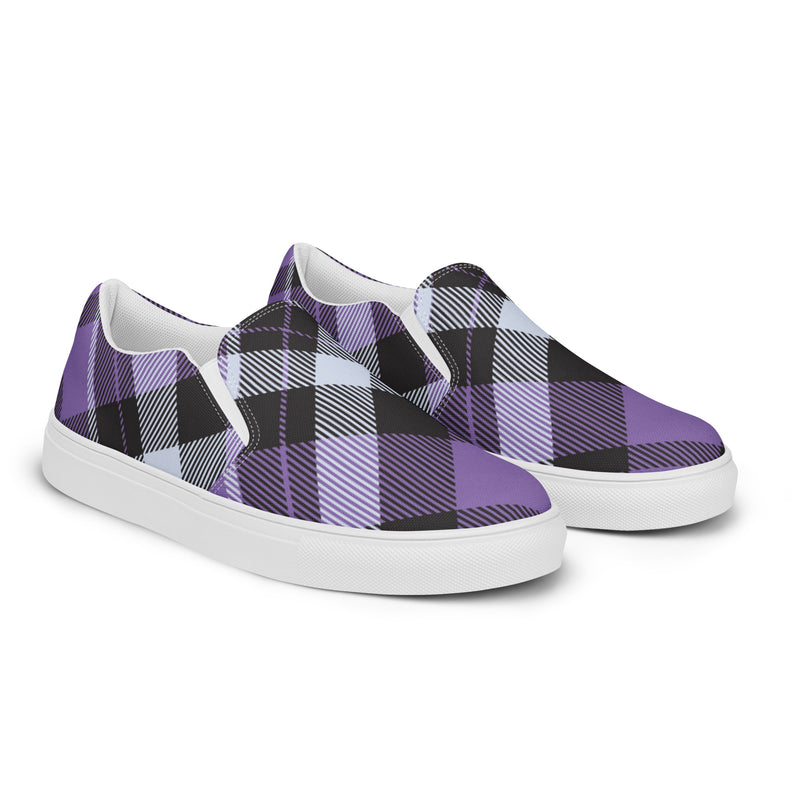 Purple Buffalo Check Slip-On #89 - Canvas High Top Sneakers | HA!LO