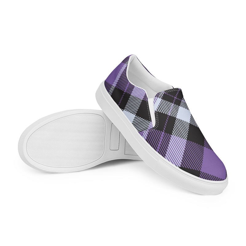 Purple Buffalo Check Slip-On #89 - Front View | HA!LO Canvas Sneakers