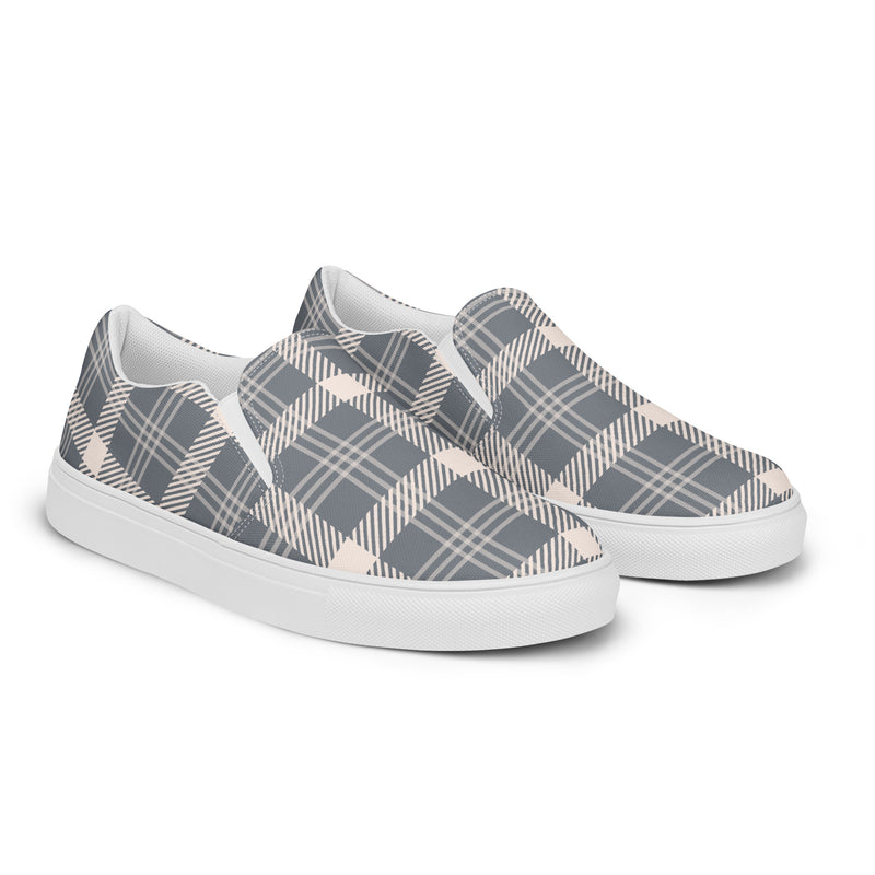 Charcoal Plaid Slip-On #91 - Canvas High Top Sneakers | HA!LO