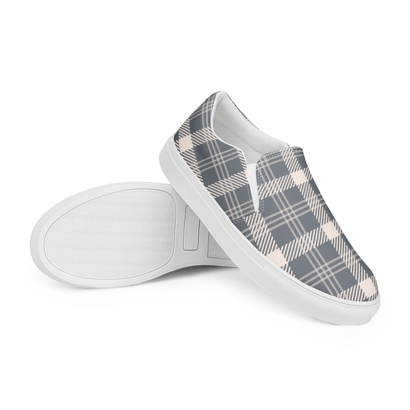 Charcoal Plaid Slip-On #91 - Front View | HA!LO Canvas Sneakers