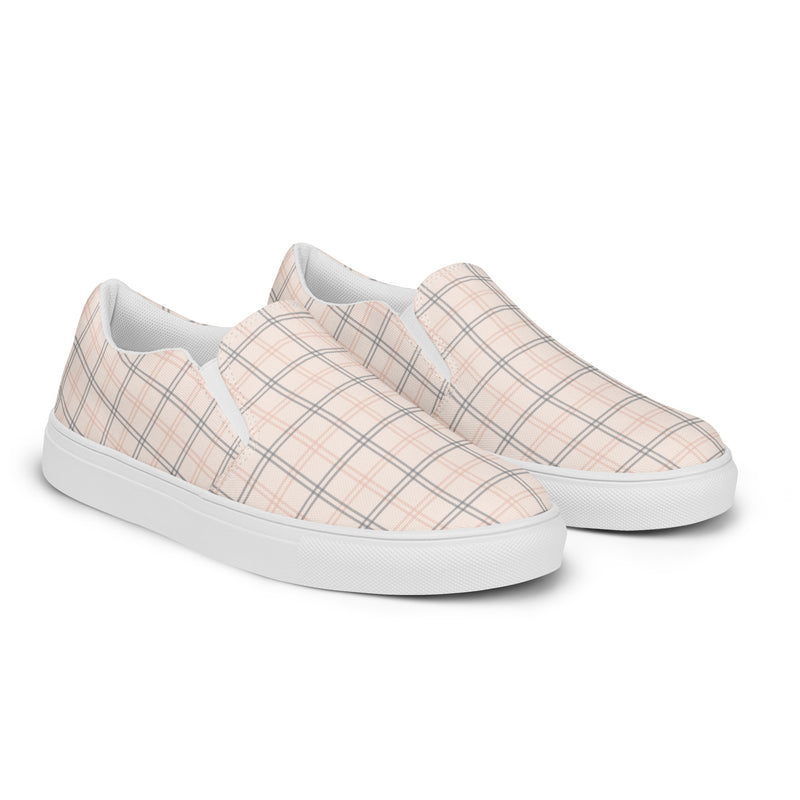 Cream Plaid Slip-On #94 - Canvas High Top Sneakers | HA!LO