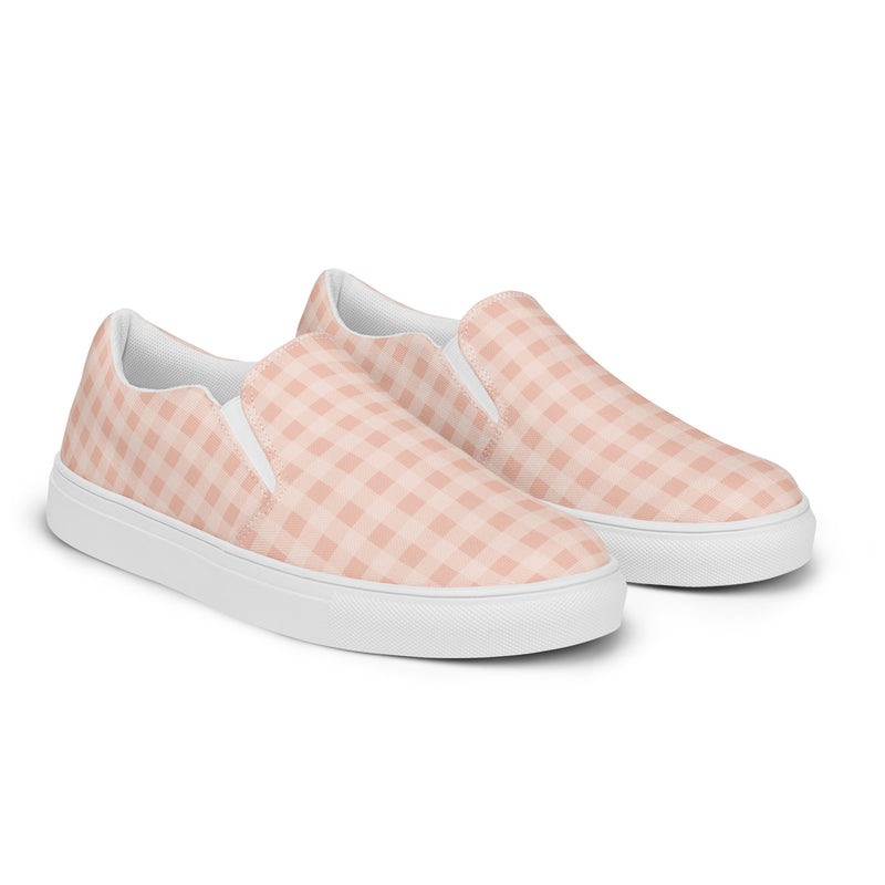 Blush Gingham Slip-On #95 - Canvas High Top Sneakers | HA!LO