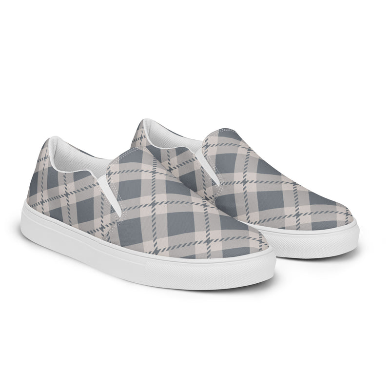 Gray Plaid Slip-On #98 - Canvas High Top Sneakers | HA!LO
