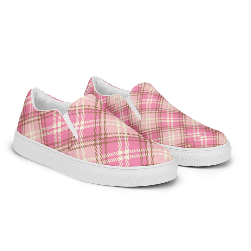 Pink Plaid Slip-On #101 - Canvas High Top Sneakers | HA!LO