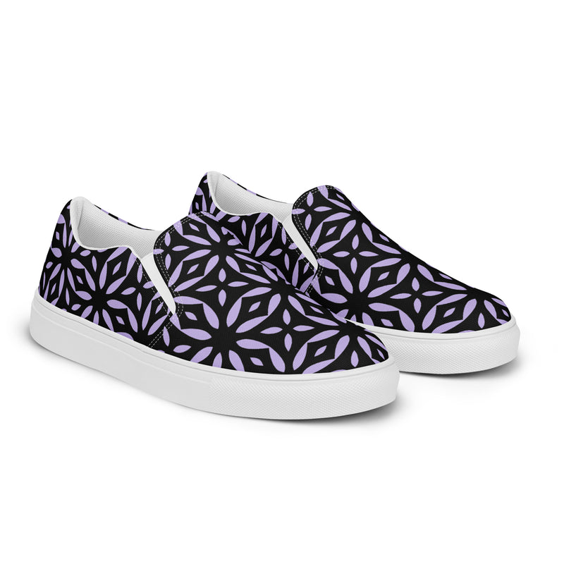 Navy Floral Burst Slip-On #103 - Canvas High Top Sneakers | HA!LO