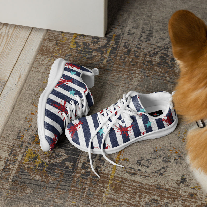 Navy Anchor Stripe Athletic #3 - Opposite Side | HA!LO Canvas Sneakers