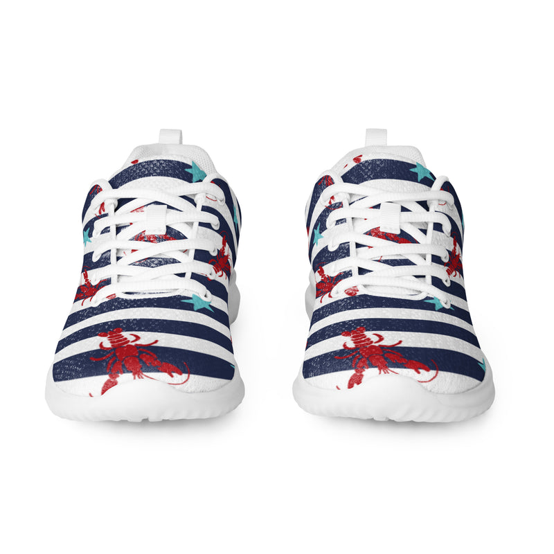 Navy Anchor Stripe Athletic #3 - Front View | HA!LO Canvas Sneakers