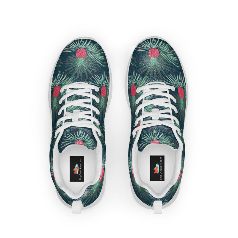 Dark Tropical Hibiscus Athletic #15 - Back View | HA!LO Canvas Sneakers